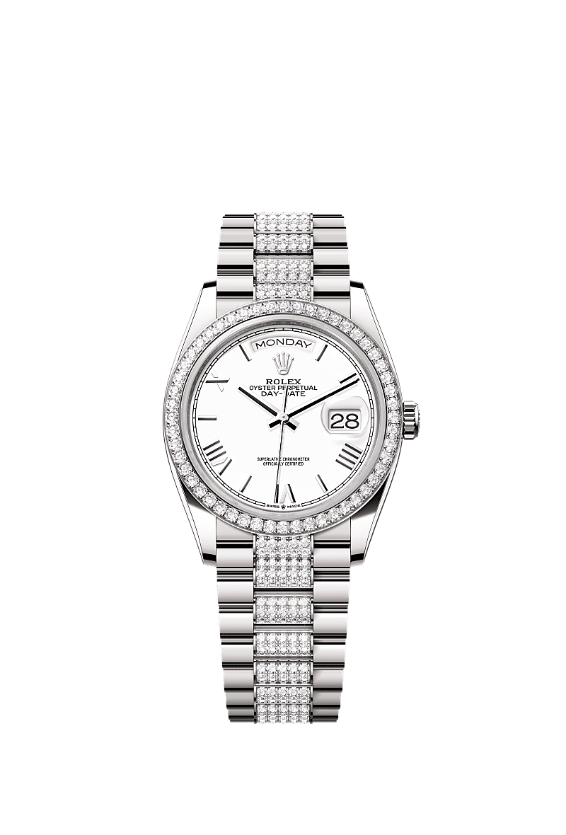 Rolex Day-Date 36 36 mm white gold and diamonds 128349rbr-0044