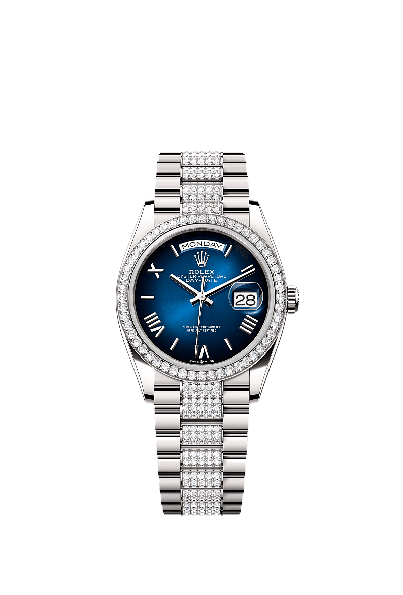 Rolex Day-Date 36 36 mm white gold and diamonds 128349rbr-0048