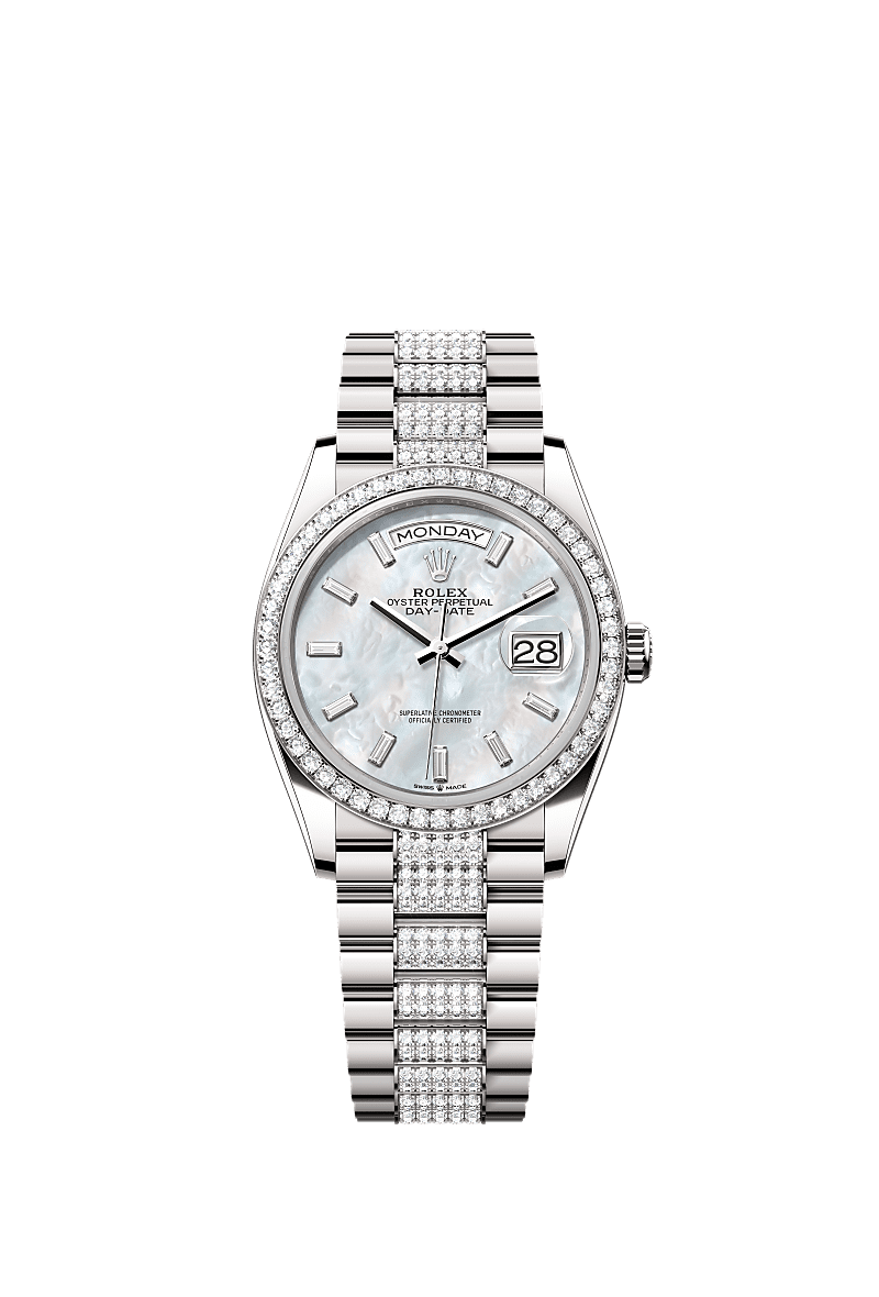 Rolex Day-Date 36 36 mm white gold and diamonds 128349rbr-0050