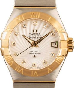 HandMade The Ladies Omega Constellation Mother of Pearl Diamond Dial