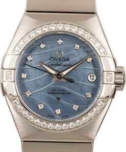 HandMade The Ladies Omega Constellation Blue Mother of Pearl Dial