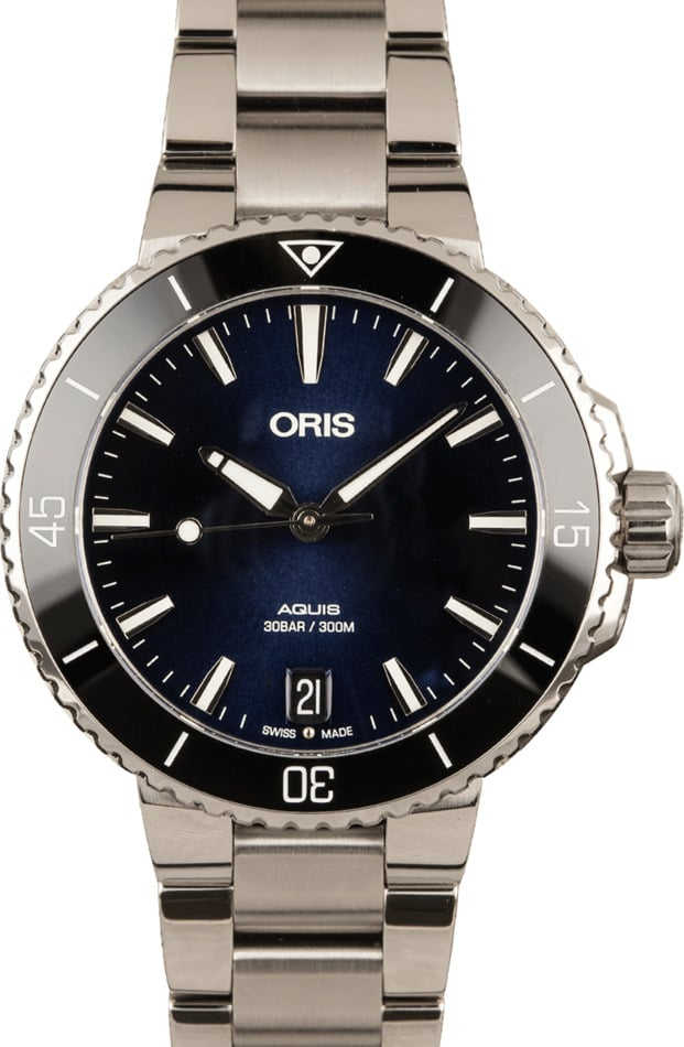 HandMade The Oris Aquis Date Blue Dial Steel Watch