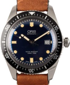HandMade The Oris Divers Sixty-Five Steel on Leather Strap