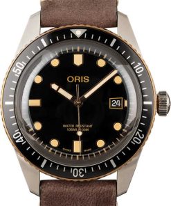 HandMade The Oris Divers Sixty-Five Steel & Bronze Brown Leather Strap