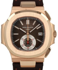 Patek Philippe Nautilus Rose Gold/ Brown Dial/ Leather Strap (Ref#5980R-001)