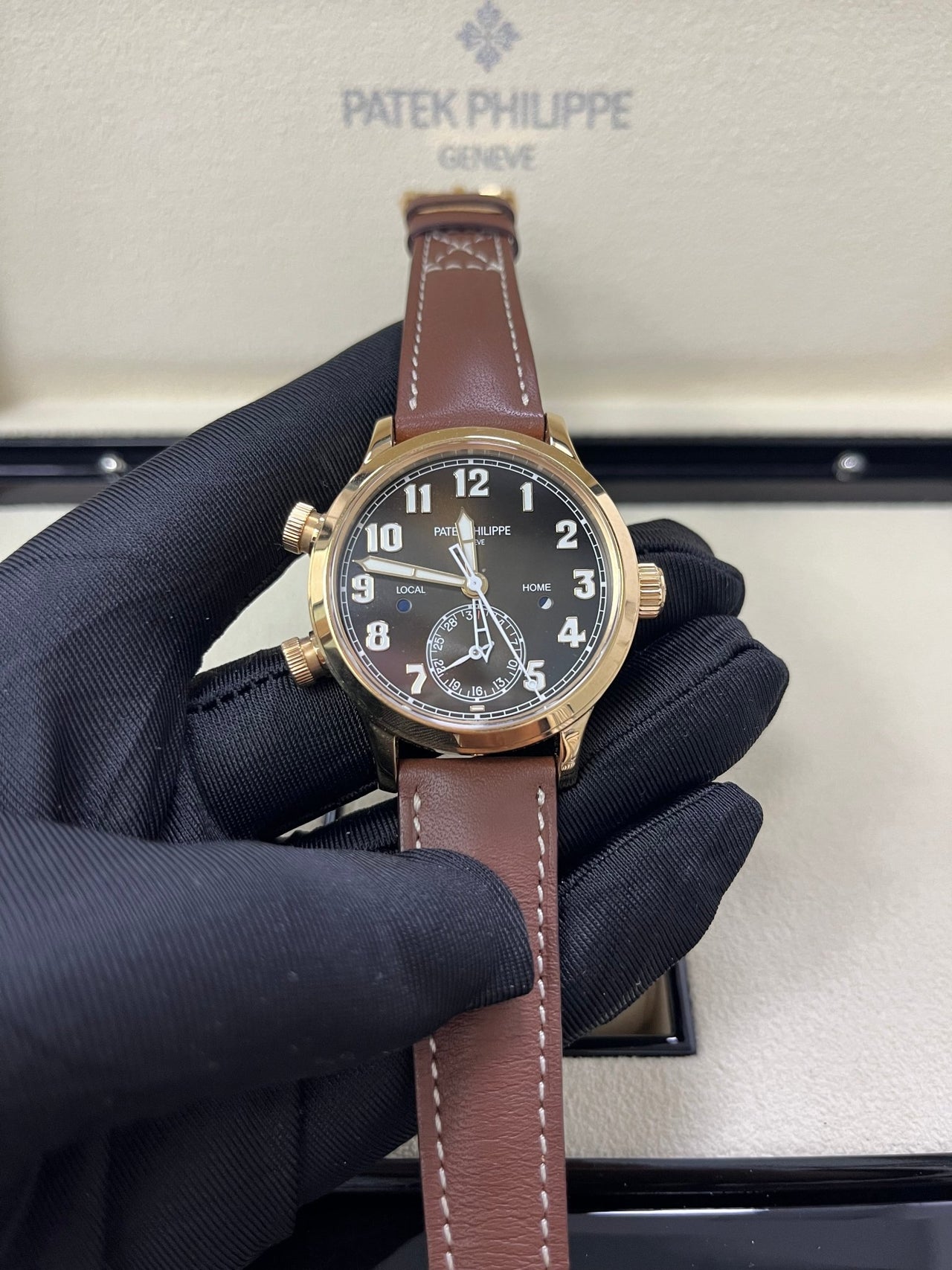 Patek Philippe Travel Time 37mm Rose Gold/ Brown Sunburst Dial (Ref# 7234R-001) - Image 12