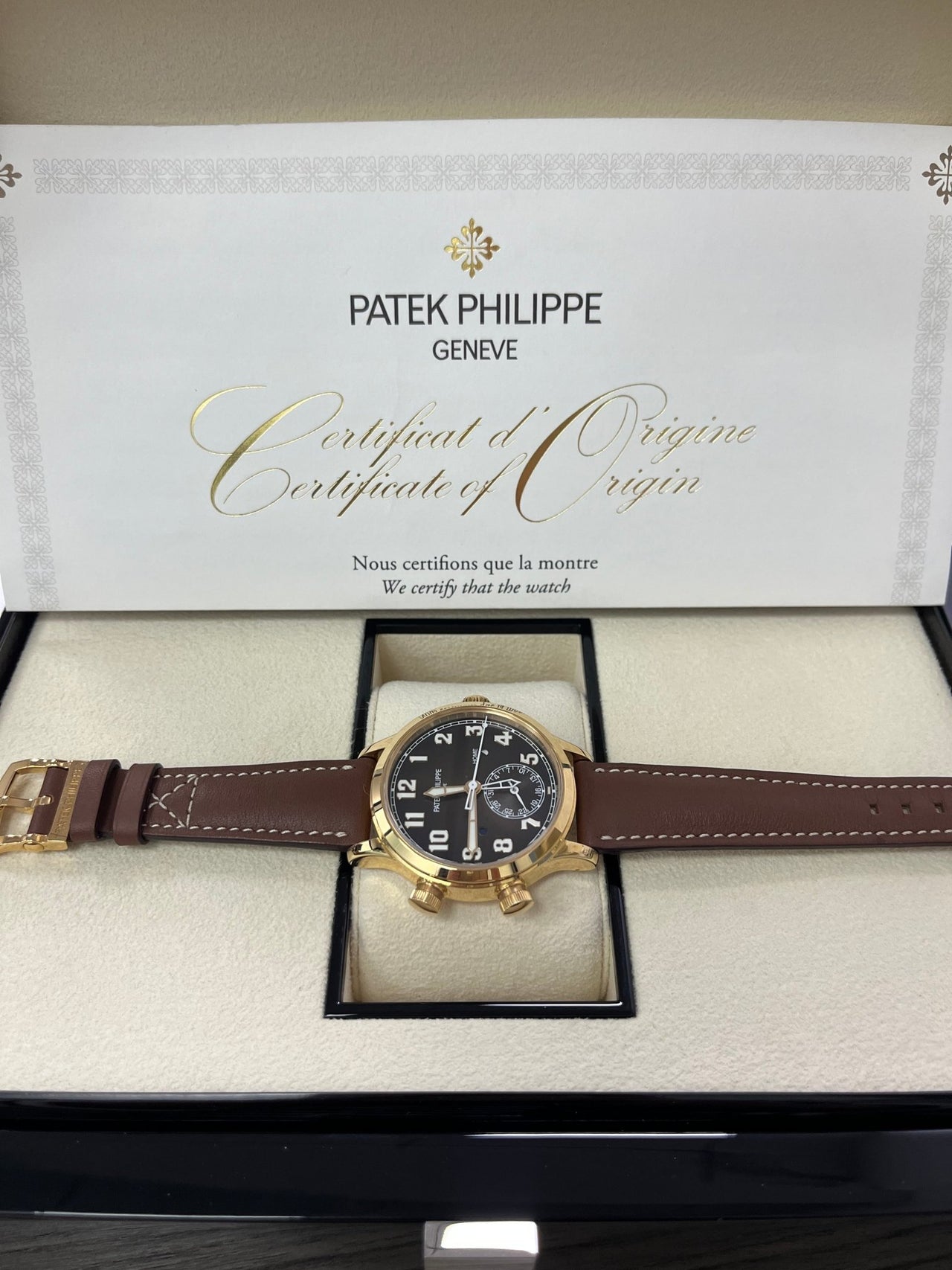 Patek Philippe Travel Time 37mm Rose Gold/ Brown Sunburst Dial (Ref# 7234R-001) - Image 2