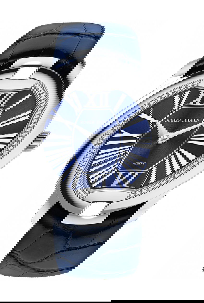 Velvet White Gold -Blue Alligator Strap