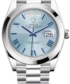 Rolex Day-Date 40 950 PlatinumWatch - Ice Blue Quadrant Motif Bevelled Roman Dial - President Bracelet (Ref # 228206)