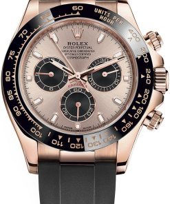 Rolex Cosmograph Daytona Rose Gold Dial Black Subdials Oysterflex (Reference # 116515ln)