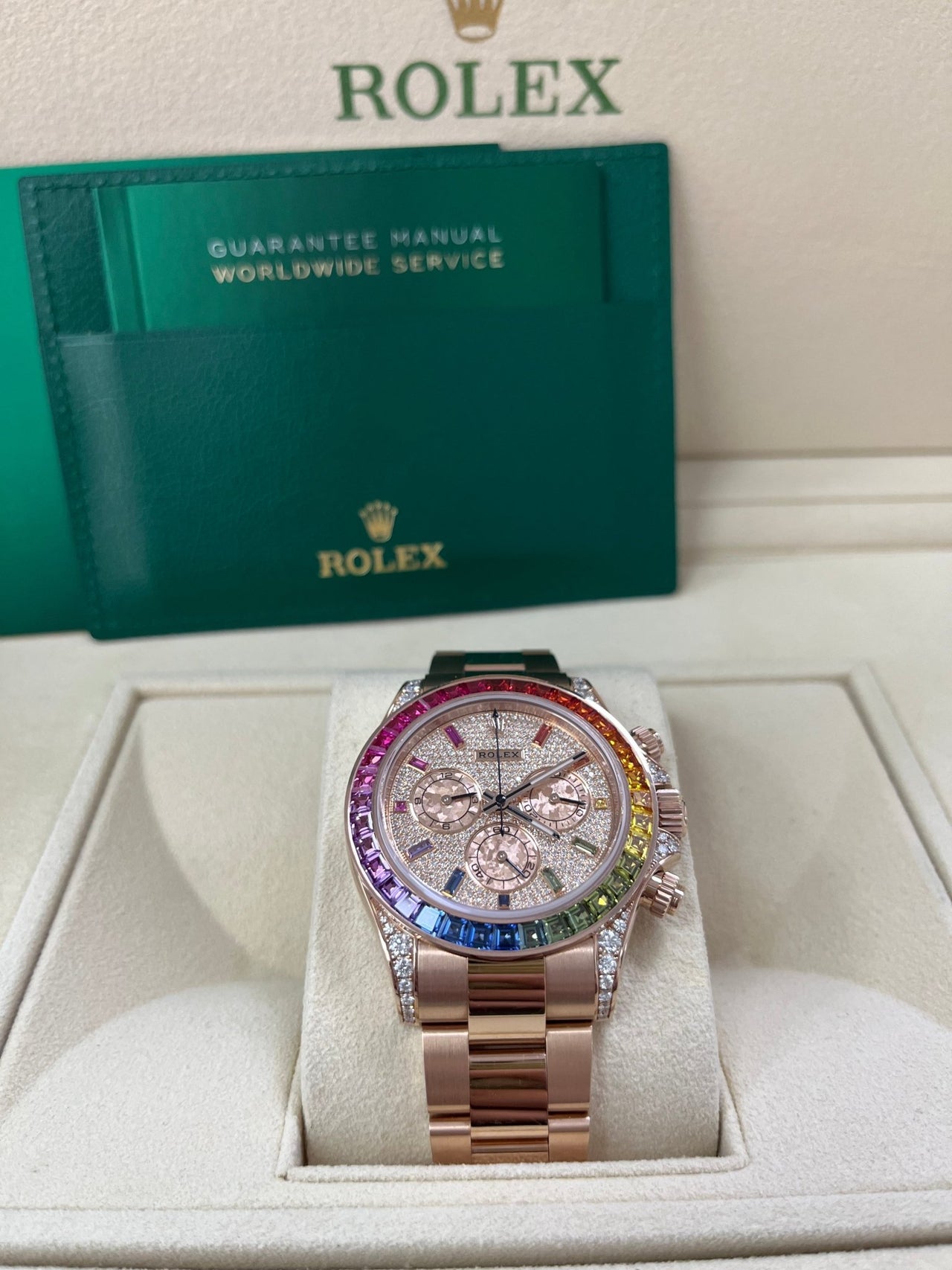 Rolex Cosmograph Everose Daytona Factory Diamond Rainbow Edition Ref# 116595RBOW) - Image 4