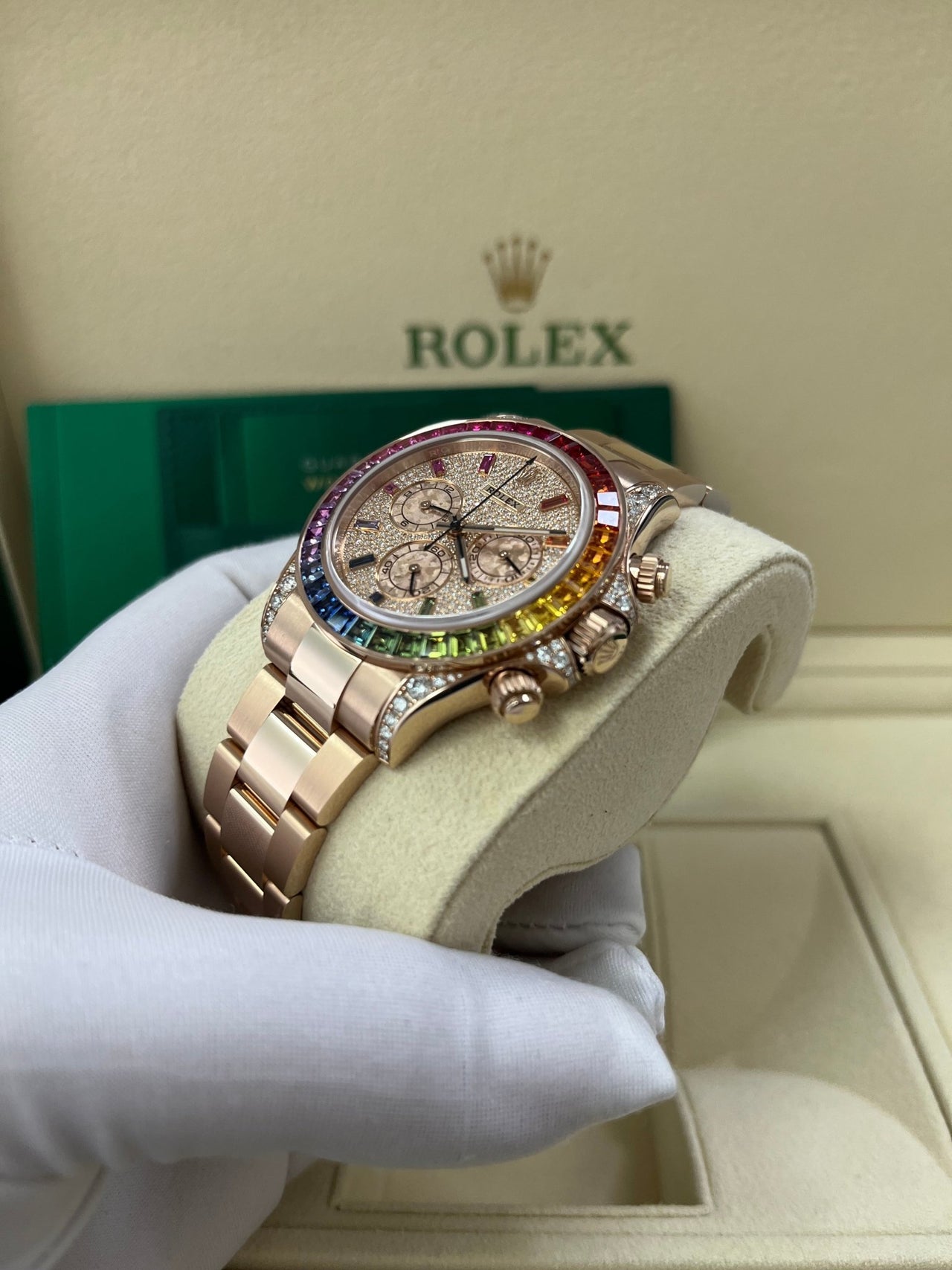 Rolex Cosmograph Everose Daytona Factory Diamond Rainbow Edition Ref# 116595RBOW) - Image 16