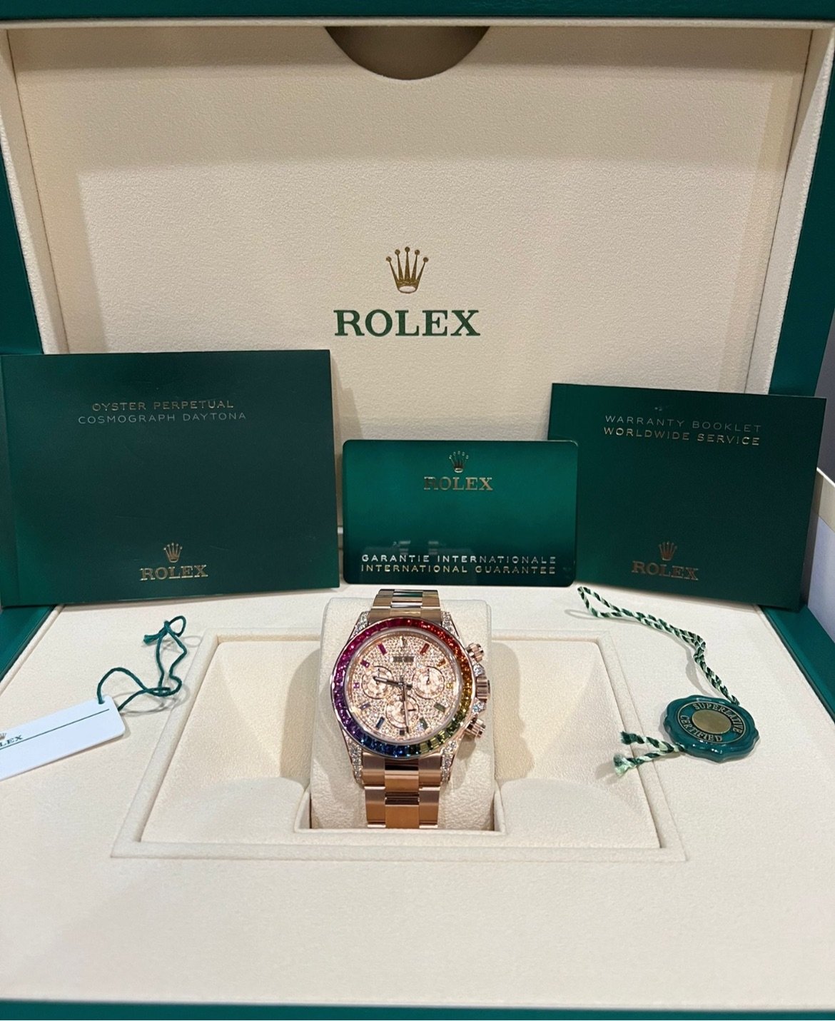 Rolex Cosmograph Everose Daytona Factory Diamond Rainbow Edition Ref# 116595RBOW) - Image 2