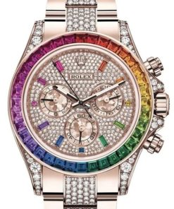 Rolex Cosmograph Everose Daytona Factory Diamond Rainbow Edition Ref# 116595RBOW)