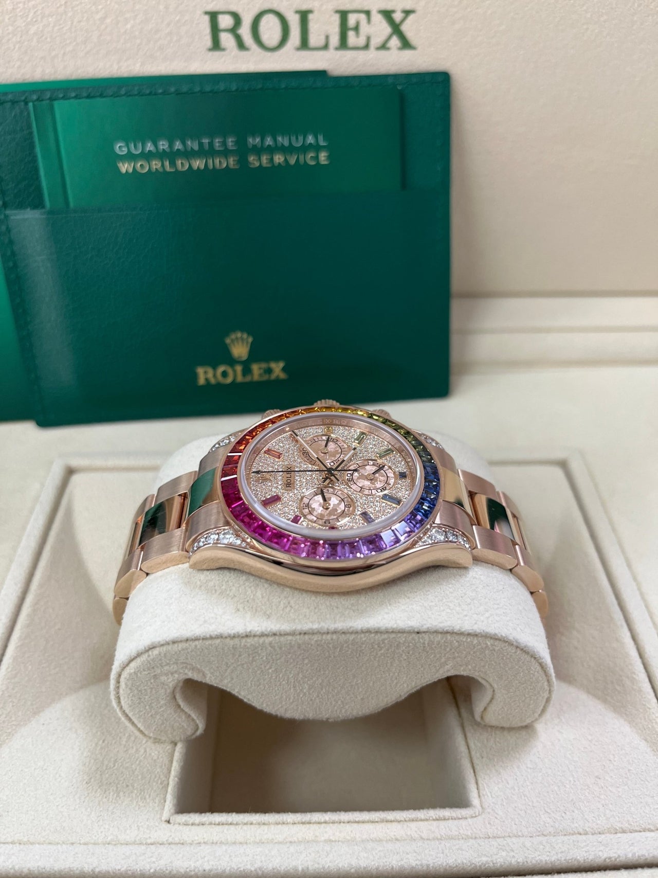 Rolex Cosmograph Everose Daytona Factory Diamond Rainbow Edition Ref# 116595RBOW) - Image 6