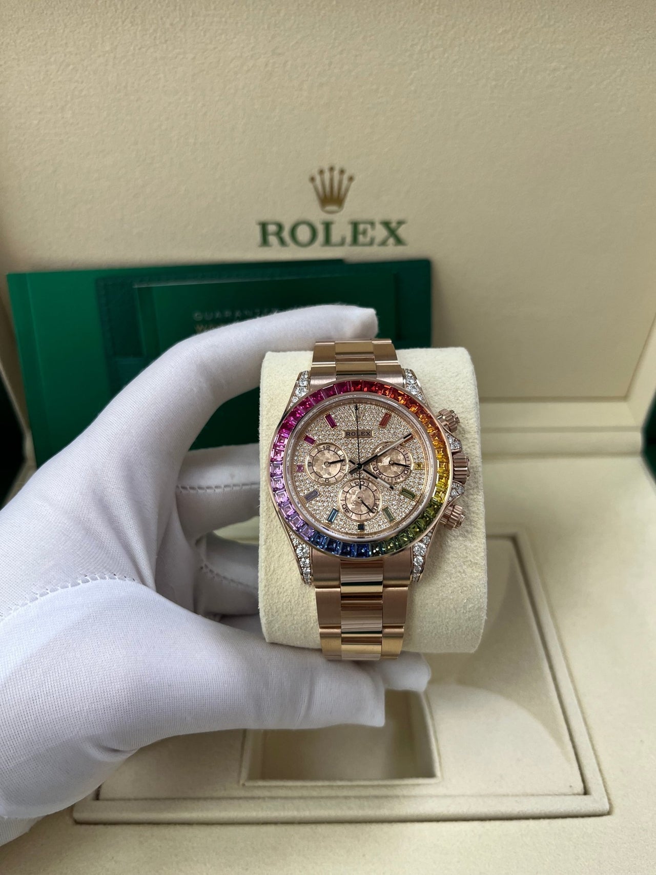Rolex Cosmograph Everose Daytona Factory Diamond Rainbow Edition Ref# 116595RBOW) - Image 14