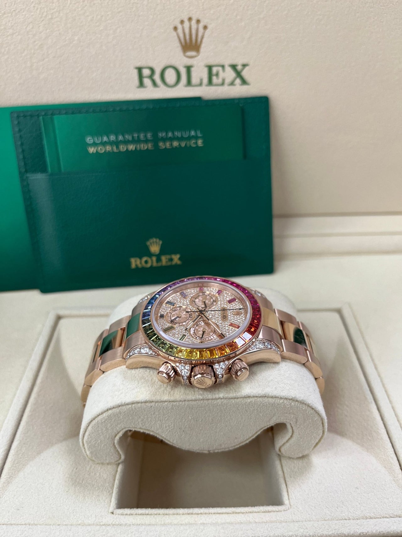 Rolex Cosmograph Everose Daytona Factory Diamond Rainbow Edition Ref# 116595RBOW) - Image 5