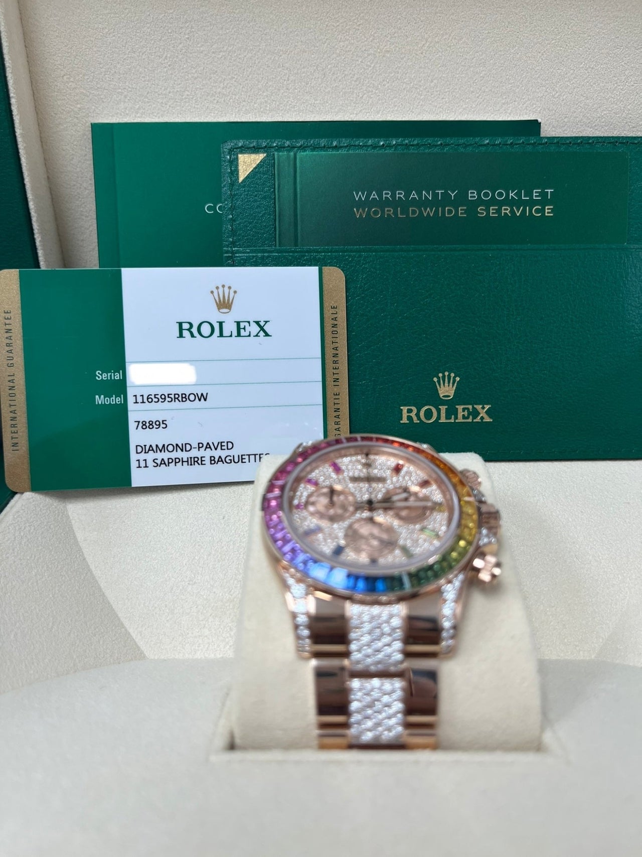 Rolex Cosmograph Everose Daytona Factory Diamond Rainbow Edition Ref# 116595RBOW) - Image 3