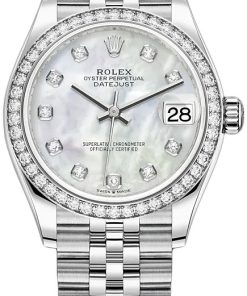 Rolex Datejust 31 Diamond Bezel - White Mother-Of-Pearl Diamond Dial - Jubilee 278384rbr