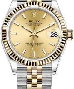 Rolex Datejust 31 Steel and Yellow Gold Datejust 31mm - Fluted Bezel - Champagne Index Dial - Jubilee 278273