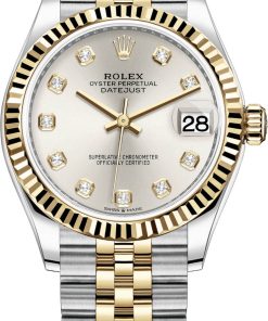 Rolex Datejust 31 Steel and Yellow Gold Datejust 31mm - Fluted Bezel - Silver Diamond Dial - Jubilee 278273