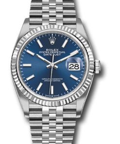 Rolex Datejust 36 Fluted Bezel Blue Index Dial Jubilee Bracelet 126234