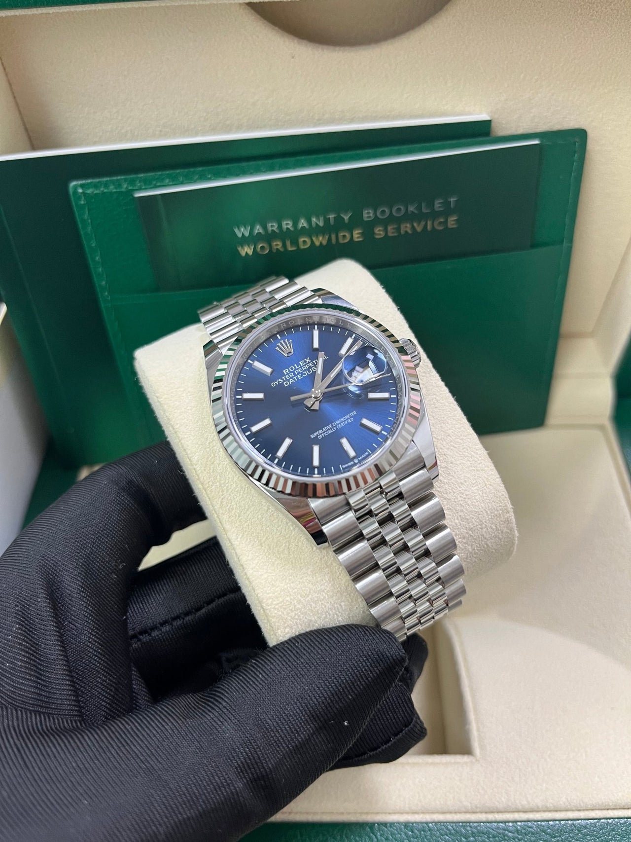Rolex Datejust 36 Fluted Bezel Blue Index Dial Jubilee Bracelet 126234 - Image 6