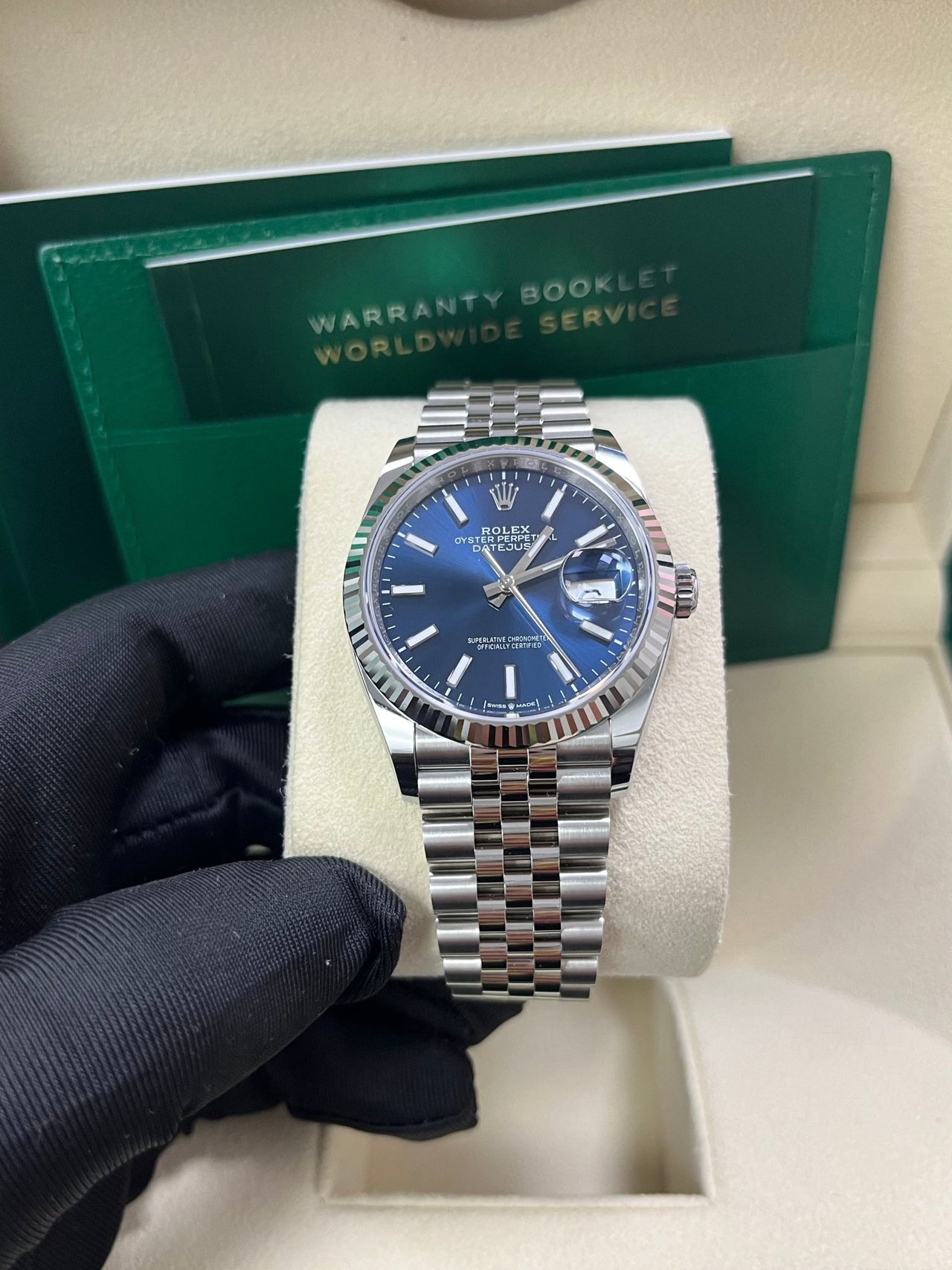 Rolex Datejust 36 Fluted Bezel Blue Index Dial Jubilee Bracelet 126234 - Image 8