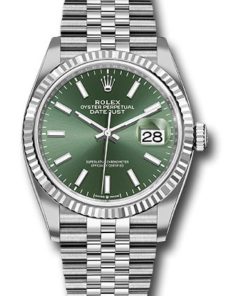 Rolex Datejust 36 Fluted Bezel Mint Green Index Dial Jubilee Bracelet 126234