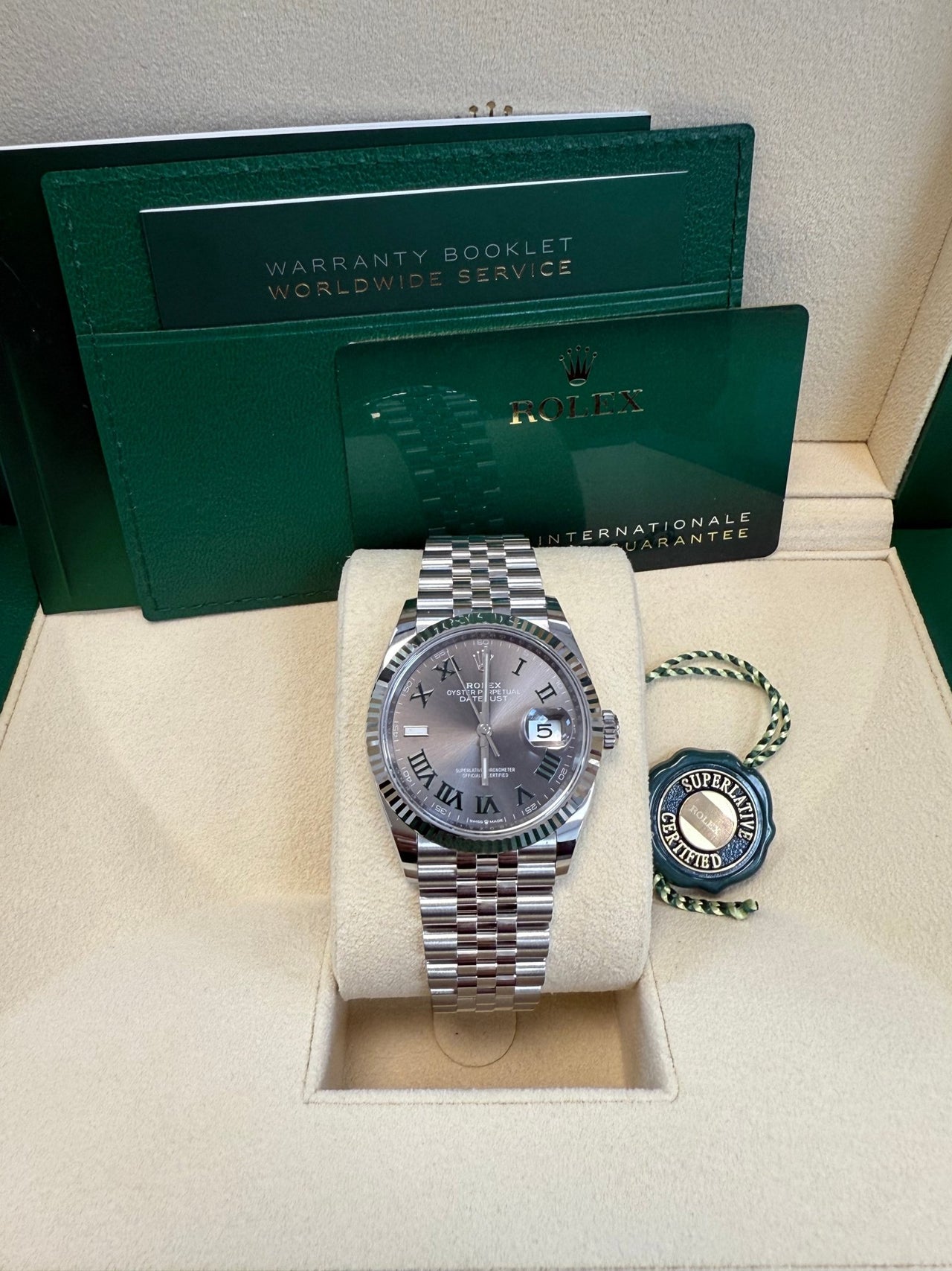 Rolex Datejust 36 Fluted Bezel Slate Roman Dial Jubilee Bracelet 126234 - Image 12