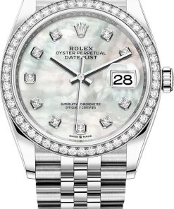 Rolex Datejust 36 Mother of Pearl Diamond Dial Diamond Bezel steel - 36mm Jubilee Bracelet (Reference #126284rbr)
