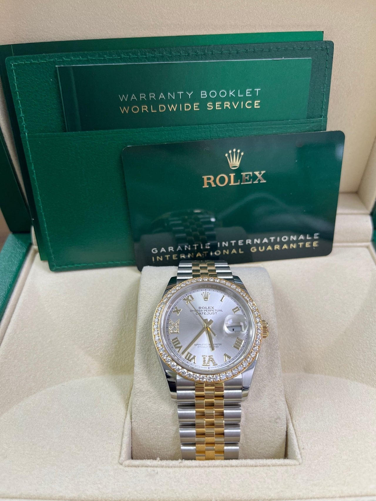 Rolex Datejust 36 Silver Diamond Set Dial Jubilee Bracelet Yellow Gold and Steel (Reference # 126283RBR) - Image 2