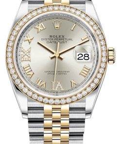 Rolex Datejust 36 Silver Diamond Set Dial Jubilee Bracelet Yellow Gold and Steel (Reference # 126283RBR)