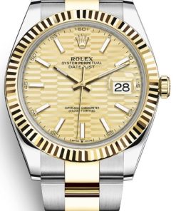 Rolex Datejust 36 Yellow Gold/Steel Golden Fluted Motif Dial Domed Bezel Oyster Bracelet (Ref 126233)