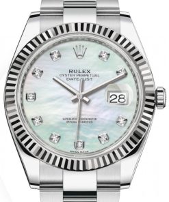 Rolex Datejust 41/ Two-Tone 18k White Gold & Steel/ Mother of Pearl Diamond Dial/ Oyster Bracelet (Ref# 126334)