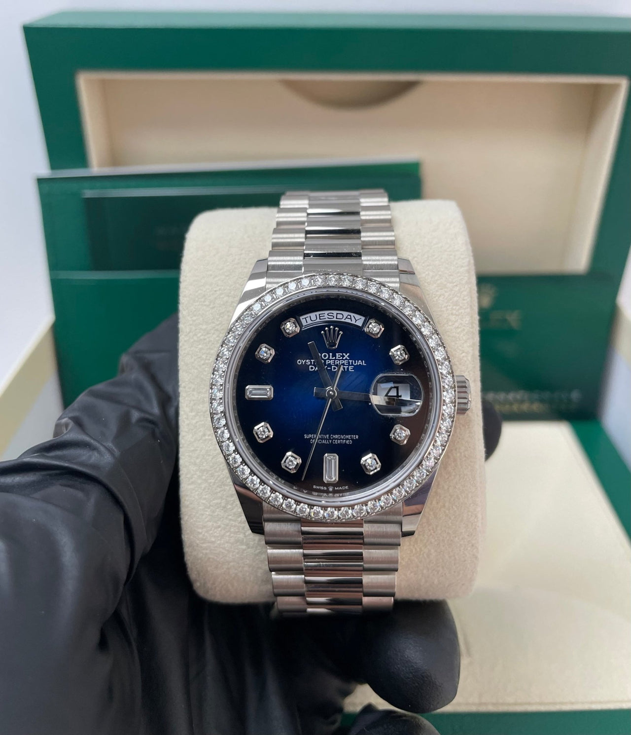 Rolex Day-Date 36 36 mm white gold and diamonds 128349rbr-0010 - Image 7