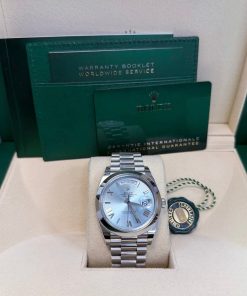 Alternative view of Rolex Day-Date 40 Platinum/ Ice-blue dial /President bracelet (Ref # 228206)