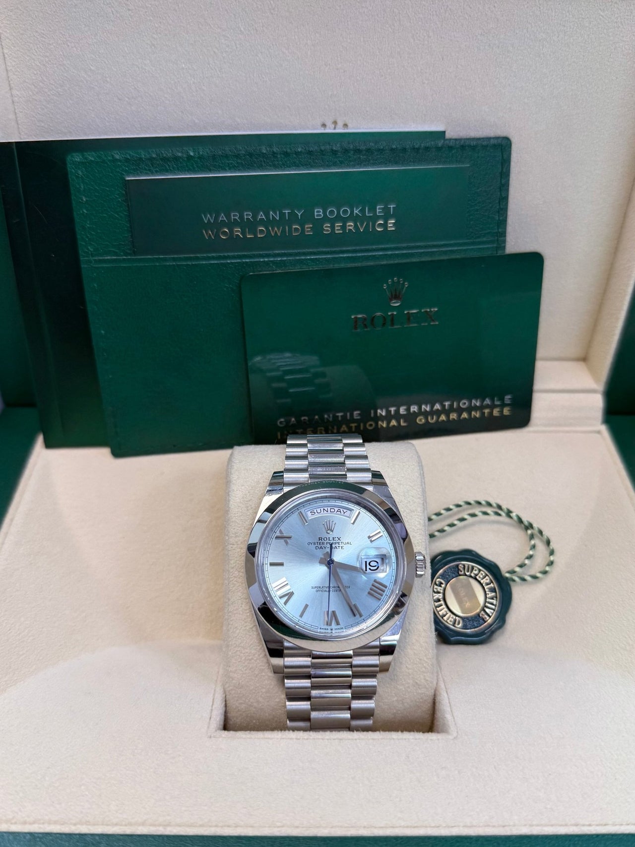 Rolex Day-Date 40 Platinum/ Ice-blue dial /President bracelet (Ref # 228206) - Image 2