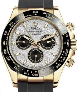 Rolex Daytona 40 Watch - Meteorite and Black Index Dial - Black Oysterflex Strap (Ref # 116518LN)
