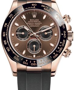 Rolex Daytona Everose Gold Cosmograph 40 Watch - Chocolate Index Dial - Black Oysterflex Strap (Ref# 116515LN)