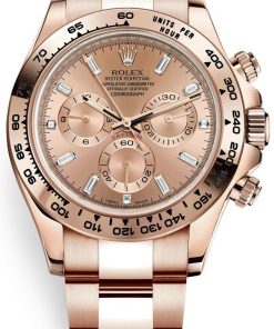 Rolex Daytona Everose Gold Rose Diamond Baguette 40mm Dial Oyster Bracelet Ref# (116505)
