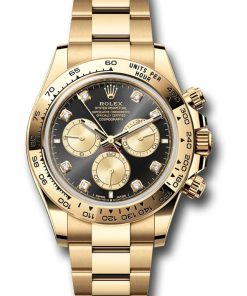 Rolex Daytona Yellow Gold Black And Golden Diamond Dial Oyster Bracelet 126508