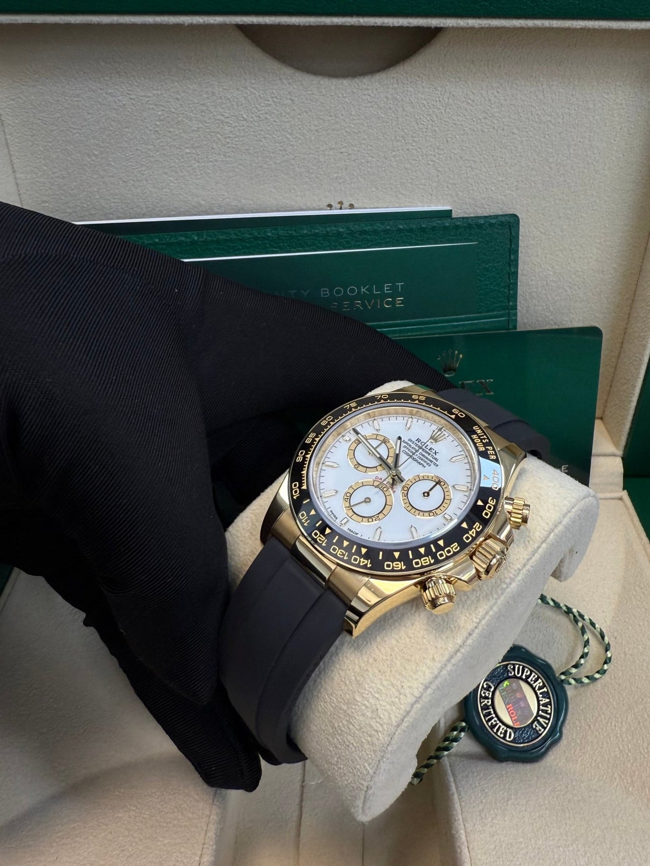 Rolex Daytona Yellow Gold Black Cerachrom Bezel White Index Dial Oysterflex Strap 126518ln - Image 5
