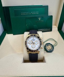 Alternative view of Rolex Daytona Yellow Gold Black Cerachrom Bezel White Index Dial Oysterflex Strap 126518ln