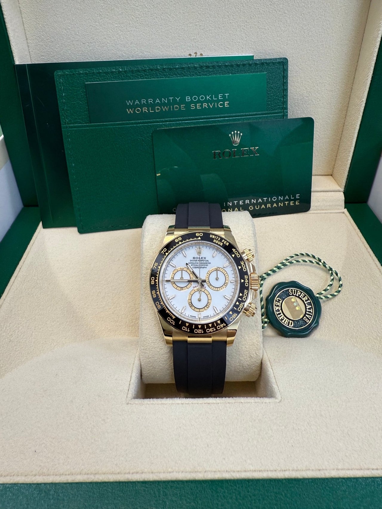 Rolex Daytona Yellow Gold Black Cerachrom Bezel White Index Dial Oysterflex Strap 126518ln - Image 2