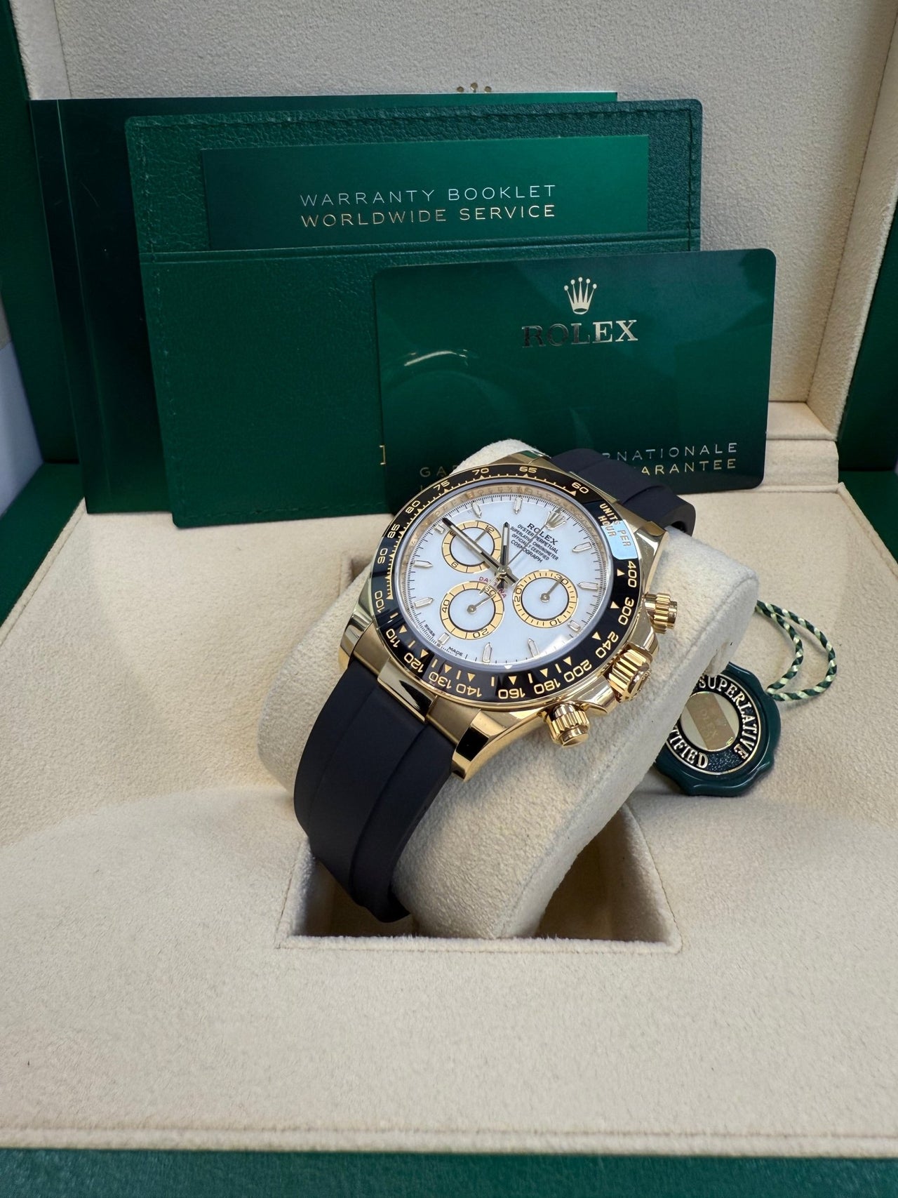 Rolex Daytona Yellow Gold Black Cerachrom Bezel White Index Dial Oysterflex Strap 126518ln - Image 8