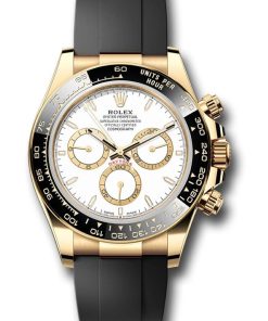Rolex Daytona Yellow Gold Black Cerachrom Bezel White Index Dial Oysterflex Strap 126518ln