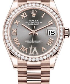 Rolex Everose Gold Datejust 31 Watch - Diamond Bezel - Rhodium Diamond Six Dial - President Bracelet (Reference # 278285RBR)