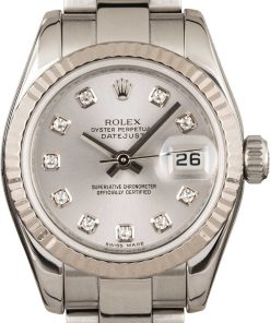 HandMade The Rolex Ladies Datejust 179174 Silver Diamond