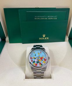 Alternative view of Rolex Oyster Perpetual Oyster Perpetual 41 Celebration Dial New 2023 Release 124300 Turquoise Colorful Dial